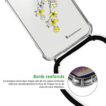 Acheter LaCoqueFrançaise Coque cordon iPhone X/Xs noir Dessin Fleurs Cerisiers