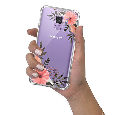 Evetane Coque Samsung Galaxy S9 anti-choc souple angles renforcés transparente Motif Fleurs roses pas cher