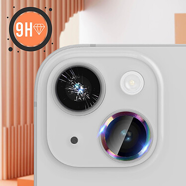 Acheter Avizar Film caméra pour iPhone 14 et 14 Plus Verre trempé 9H 0.4mm  Transparent Contour multicolore