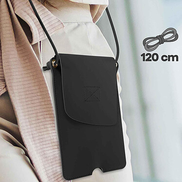 Avizar Pochette Bandoulière Smartphone avec Rangement carte Simili cuir  noir pas cher