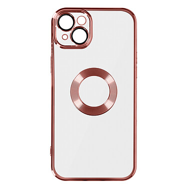Avizar Coque iPhone 14 Plus Silicone Souple Bloc Caméra Couvert  Transparent Contour rose Chromé