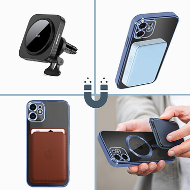 Acheter Avizar Coque MagSafe pour iPhone 11 Silicone Protection Caméra  Contour Chromé Bleu Clair