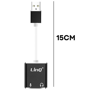 LinQ Carte Son Externe USB Adaptateur Double Jack 3.5mm Micro et Casque Blanc / Noir pas cher