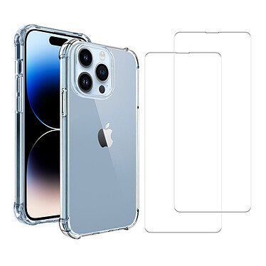 Acheter Evetane Coque iPhone 14 Pro Max Antichoc Silicone bords renforcés + 2 Vitres en verre trempé Protection écran
