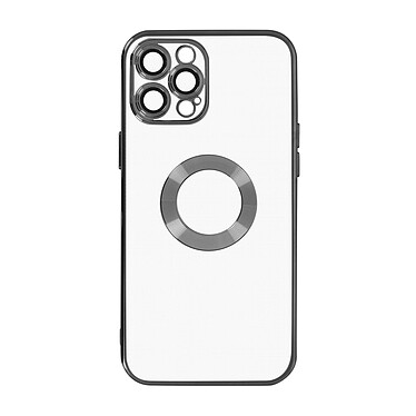 Avizar Coque iPhone 12 Pro Silicone Bloc Caméra Couvert  Transparent Contour Noir Chromé