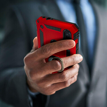 Avis Avizar Coque Xiaomi Redmi Note 7 Bi matière Rigide et Souple Bague Support Vidéo rouge