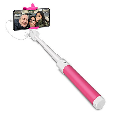LinQ Perche selfie Filaire Connecteur USB-C Bouton déclencheur Extensible  Rose