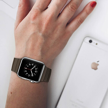 Avis Avizar Bracelet Apple Watch 42 et 44 mm en Cuir matelassé et Magnétique - Marron taupe
