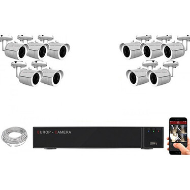EC-VISION Kit vidéo surveillance IP 10 caméras tubes POE 5 MegaPixels