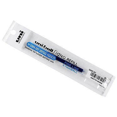 UNI-BALL Recharge pour Roller encre gel Signo 207 UMR87 Pointe Moy. 0,7mm Bleu x 12