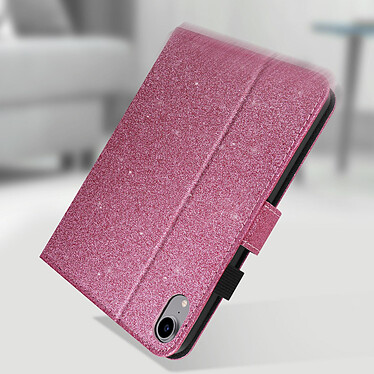 Avizar Étui iPad Mini 2021 à Paillettes Glitter Support Vidéo Avec Porte Carte - Rose pas cher