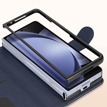 Avis Avizar Étui pour Galaxy Z Fold 5 Portefeuille Languette Aimantée Chesterfield Bleu Nuit
