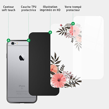 Acheter Evetane Coque iPhone 6/6s Coque Soft Touch Glossy Fleurs roses Design
