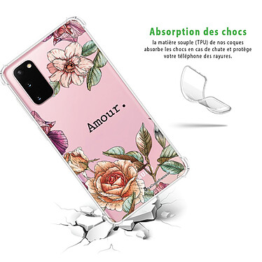 Avis LaCoqueFrançaise Coque Samsung Galaxy S20 anti-choc souple angles renforcés transparente Motif Amour en fleurs