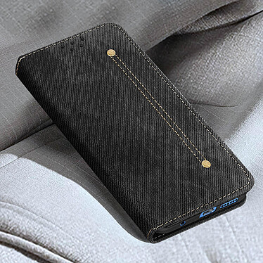 Acheter Avizar Étui pour Xiaomi Redmi Note 11 et Note 11s Tissu Denim Porte-carte Support Vidéo  Noir
