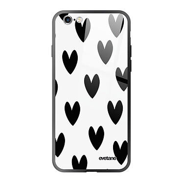 Evetane Coque iPhone 6/6s Coque Soft Touch Glossy Coeurs Noirs Design