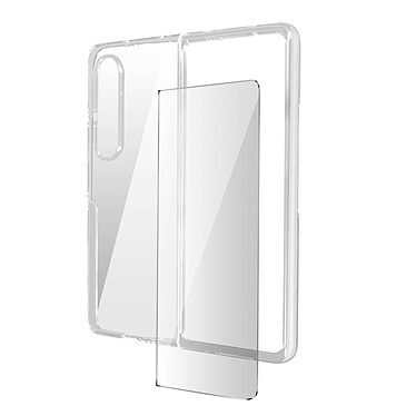 Avizar Coque pour Samsung Galaxy Z Fold 4 Silicone Souple et Film Verre Trempé 9H  transparent