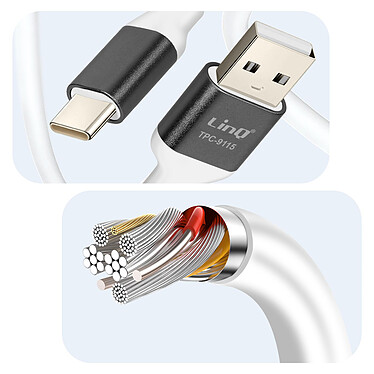 LinQ Câble USB vers USB C Fast Charge 3A Synchronisation Longueur 1.5m Noir pas cher