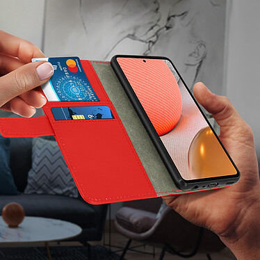 Avizar Housse Samsung Galaxy A72 Porte-carte Fonction Support Vidéo rouge pas cher