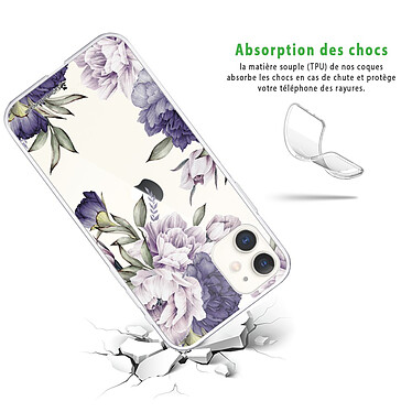 Avis LaCoqueFrançaise Coque iPhone 11 silicone transparente Motif Pivoines Violettes ultra resistant