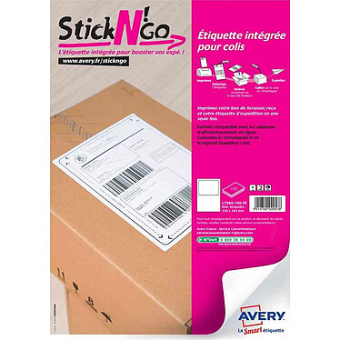 AVERY Boite de 500 étiquettes intégrées Stick'NGo pour Colissimo 120 x 164 mm blanc