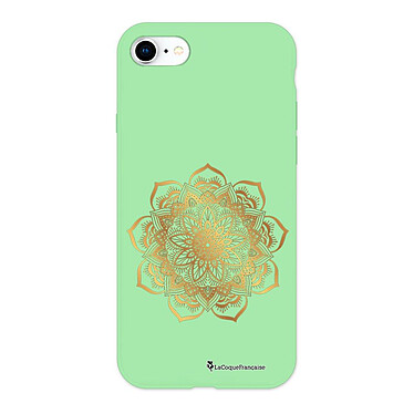 LaCoqueFrançaise Coque iPhone 7/8/ iPhone SE 2020 Silicone Liquide Douce vert pâle Mandala Or