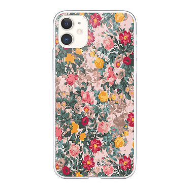 LaCoqueFrançaise Coque iPhone 11 360 intégrale transparente Motif Fleurs Beige et Rose Tendance