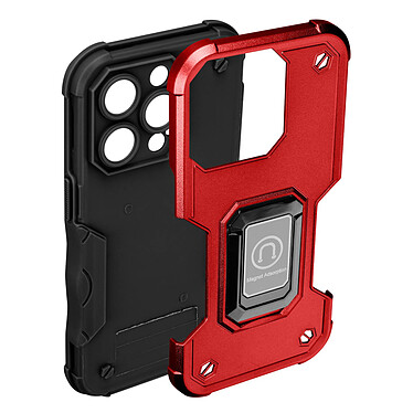 Avizar Coque iPhone 14 Pro Antichoc Hybride avec Anneau Support Magnétique  Rouge