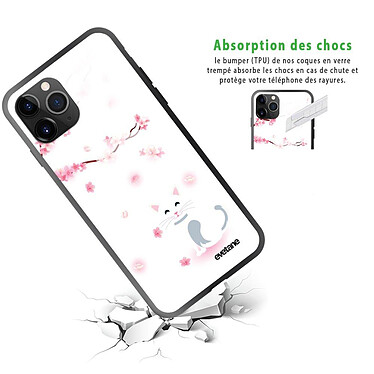 Avis Evetane Coque en verre trempé iPhone 11 Pro Max Chat et Fleurs