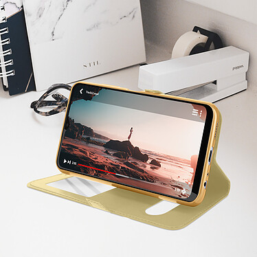 Acheter Avizar Housse pour Samsung Galaxy A22 5G avec Double Fenêtre Support Vidéo dore