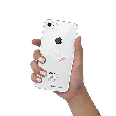 LaCoqueFrançaise Coque iPhone 7/8/ iPhone SE 2020/ 2022 silicone transparente Motif Coeur Blanc Amour ultra resistant pas cher