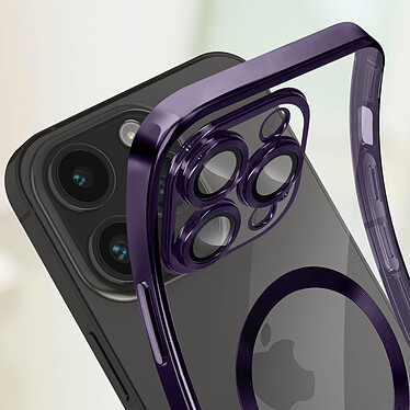 Avizar Coque MagSafe pour iPhone 14 Pro Max Silicone Protection Caméra  Contour Chromé Violet pas cher