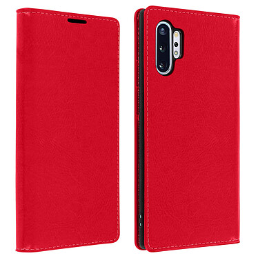 Avizar Etui folio Rouge Cuir Véritable pour Samsung Galaxy Note 10 Plus