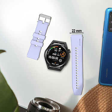 Avizar Bracelet pour Huawei Watch GT Runner Silicone Renforcé Boucle Argentée Violet pas cher