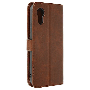 Avizar Étui pour Samsung Galaxy Xcover 7 Portefeuille avec Surpiqûre Marron