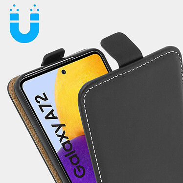 Acheter Avizar Étui Samsung Galaxy A72 Clapet Vertical Porte-carte Effet Lisse Noir