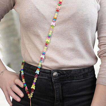 Acheter Avizar Bijou Téléphone Bracelet Perles et Papillons 110cm Collection Summer  Multicolore