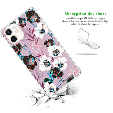 Avis LaCoqueFrançaise Coque iPhone 12 mini anti-choc souple angles renforcés transparente Motif Fleurs parme