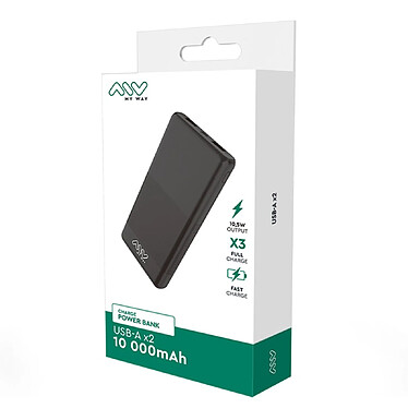 Acheter Myway Powerbank 2 USB-A 10000mAh Charge Rapide Noir