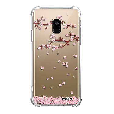 Evetane Coque Samsung Galaxy A8 2018 anti-choc souple angles renforcés transparente Motif Chute De Fleurs