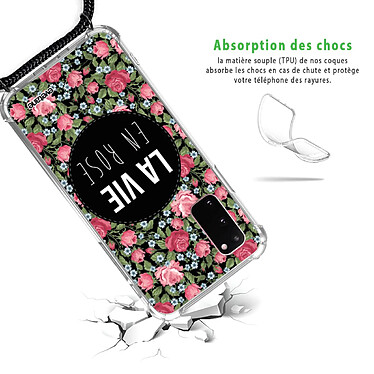 Avis Evetane Coque cordon Samsung Galaxy S20 Dessin La Vie en Rose