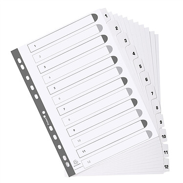 Avis EXACOMPTA Intercalaires imprimés à touches plastifiées - 12 touches 1 à 12 - A4 - Blanc