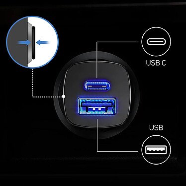 Baseus Chargeur Allume Cigare 5A Charge Rapide USB/USB Type C Noir pas cher