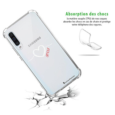 Avis LaCoqueFrançaise Coque Samsung Galaxy A50 anti-choc souple angles renforcés transparente Motif Coeur Blanc Amour