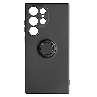Avizar Coque Silicone pour Samsung Galaxy S23 Ultra Soft touch avec Bague Support  Noir