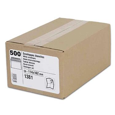 GPV Boîte 500 Enveloppes C6 114 x 162 mm 80g Autocollantes Blanc