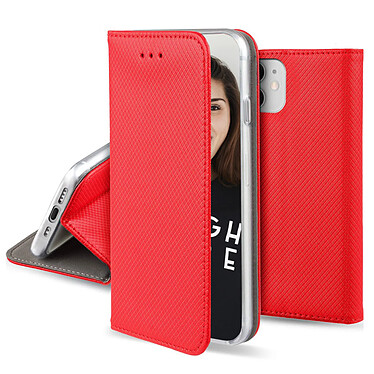 Jaym Étui Folio pour Xiaomi Redmi Note 11S 4G / Note 11 Magnétique Fonction Stand Rouge