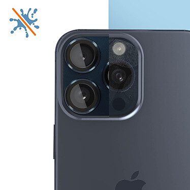 Enkay Verre Trempé Caméra pour iPhone 15 Pro et 15 Pro Max Cadre Alliage Aluminium  Bleu pas cher