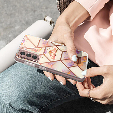 Acheter Avizar Coque Samsung Galaxy S21 Plus Motif géométrique avec Cordon Amovible rose gold