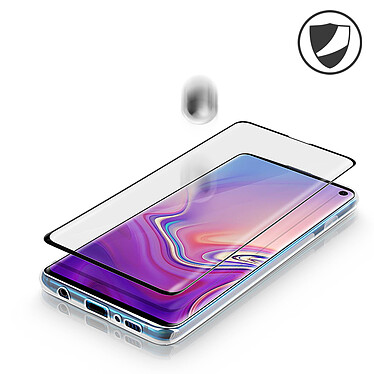 Avizar Coque Samsung Galaxy S10e Silicone Gel + Film Ecran Verre Trempé noir pas cher